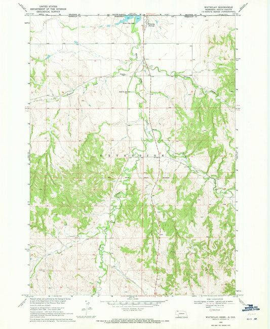 Classic USGS Whiteclay Nebraska 7.5'x7.5' Topo Map Image