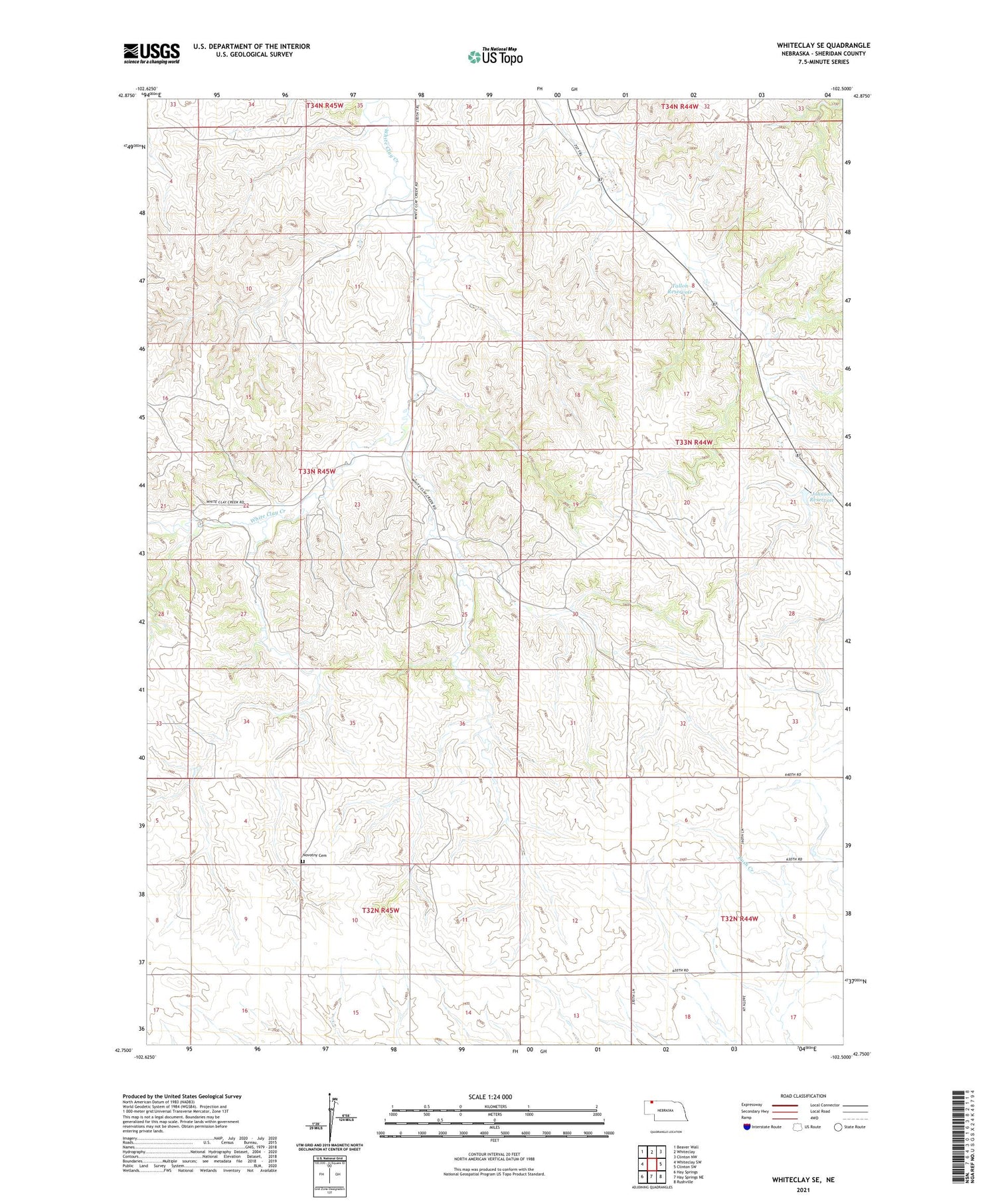 Whiteclay SE Nebraska US Topo Map Image