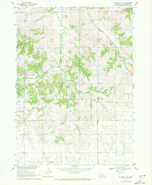 Classic USGS Whiteclay SE Nebraska 7.5'x7.5' Topo Map Image