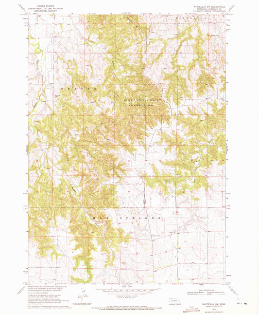 Classic USGS Whiteclay SW Nebraska 7.5'x7.5' Topo Map Image