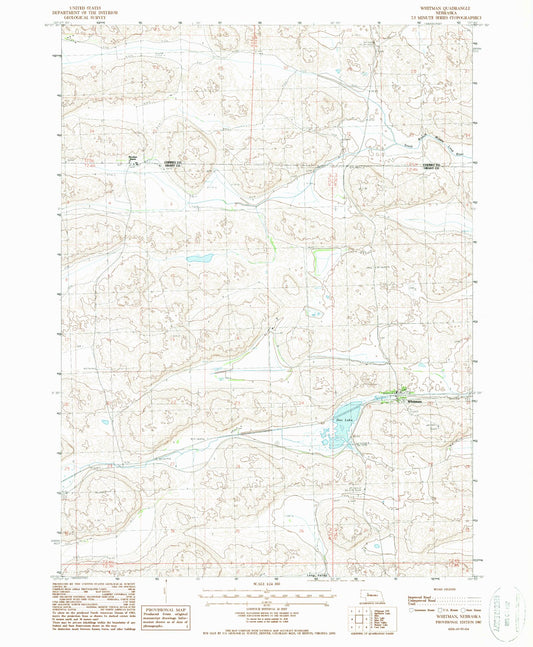 Classic USGS Whitman Nebraska 7.5'x7.5' Topo Map Image