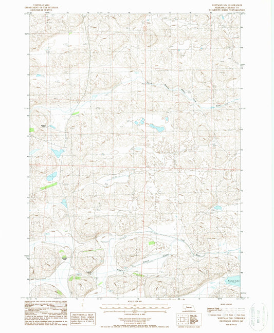 Classic USGS Whitman NW Nebraska 7.5'x7.5' Topo Map Image