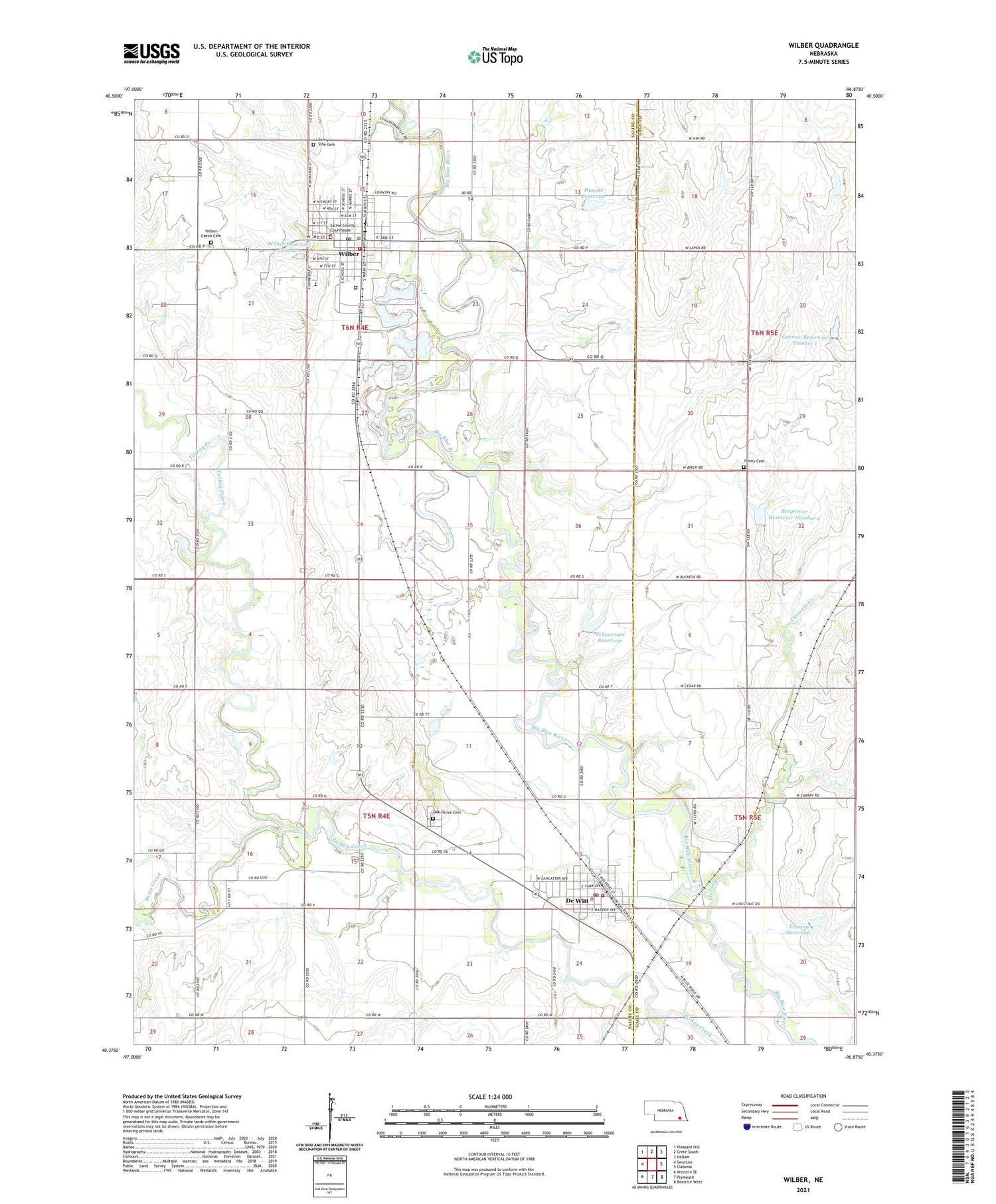 Wilber Nebraska US Topo Map Image