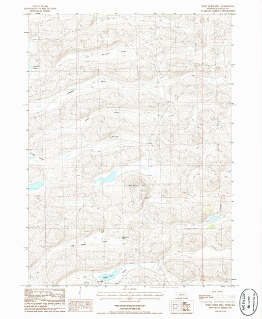 Classic USGS Wild Horse Hill Nebraska 7.5'x7.5' Topo Map Image