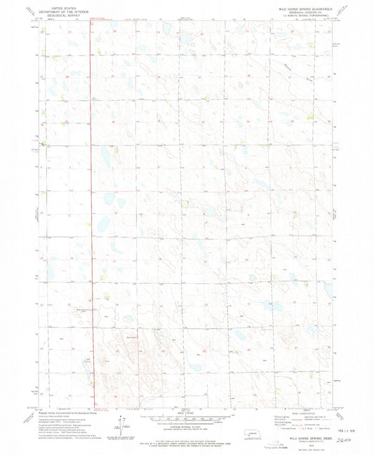 Classic USGS Wild Horse Spring Nebraska 7.5'x7.5' Topo Map Image