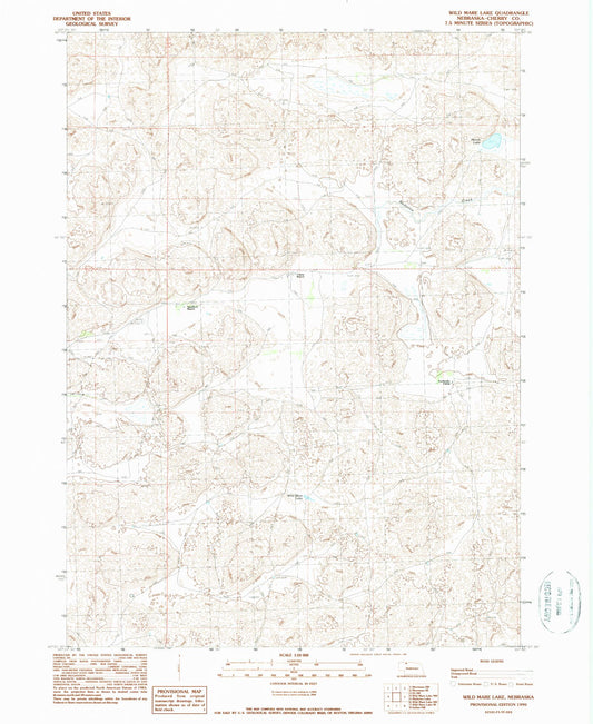 Classic USGS Wild Mare Lake Nebraska 7.5'x7.5' Topo Map Image