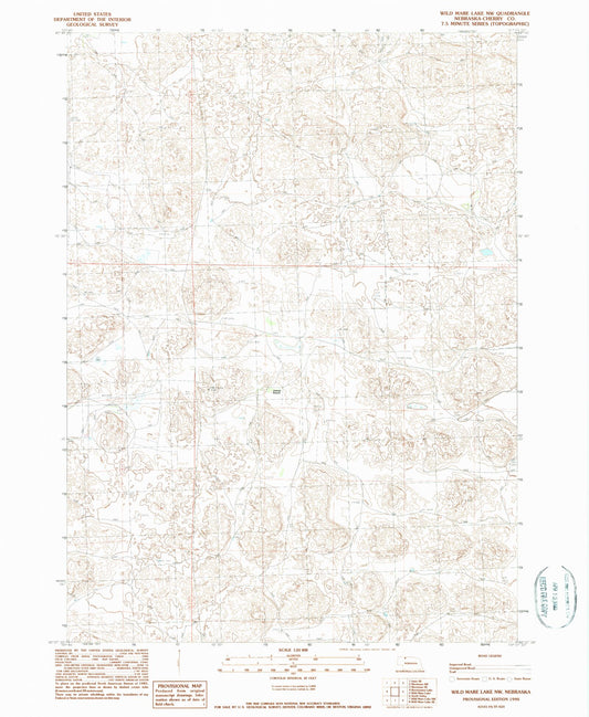 Classic USGS Wild Mare Lake NW Nebraska 7.5'x7.5' Topo Map Image