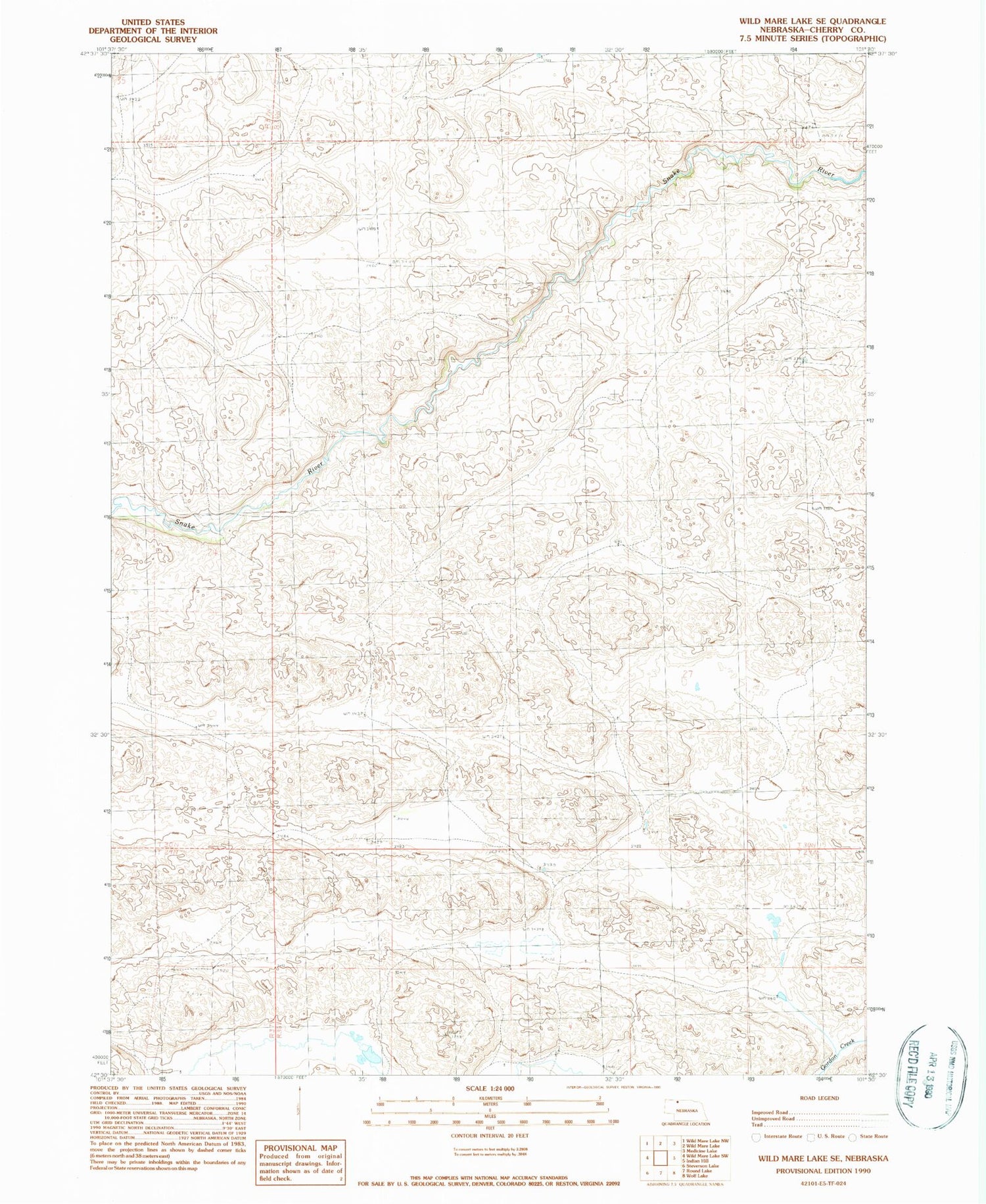 Classic USGS Wild Mare Lake SE Nebraska 7.5'x7.5' Topo Map Image