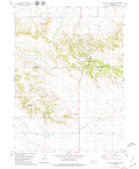 Classic USGS Wildcat Mountain Nebraska 7.5'x7.5' Topo Map Image