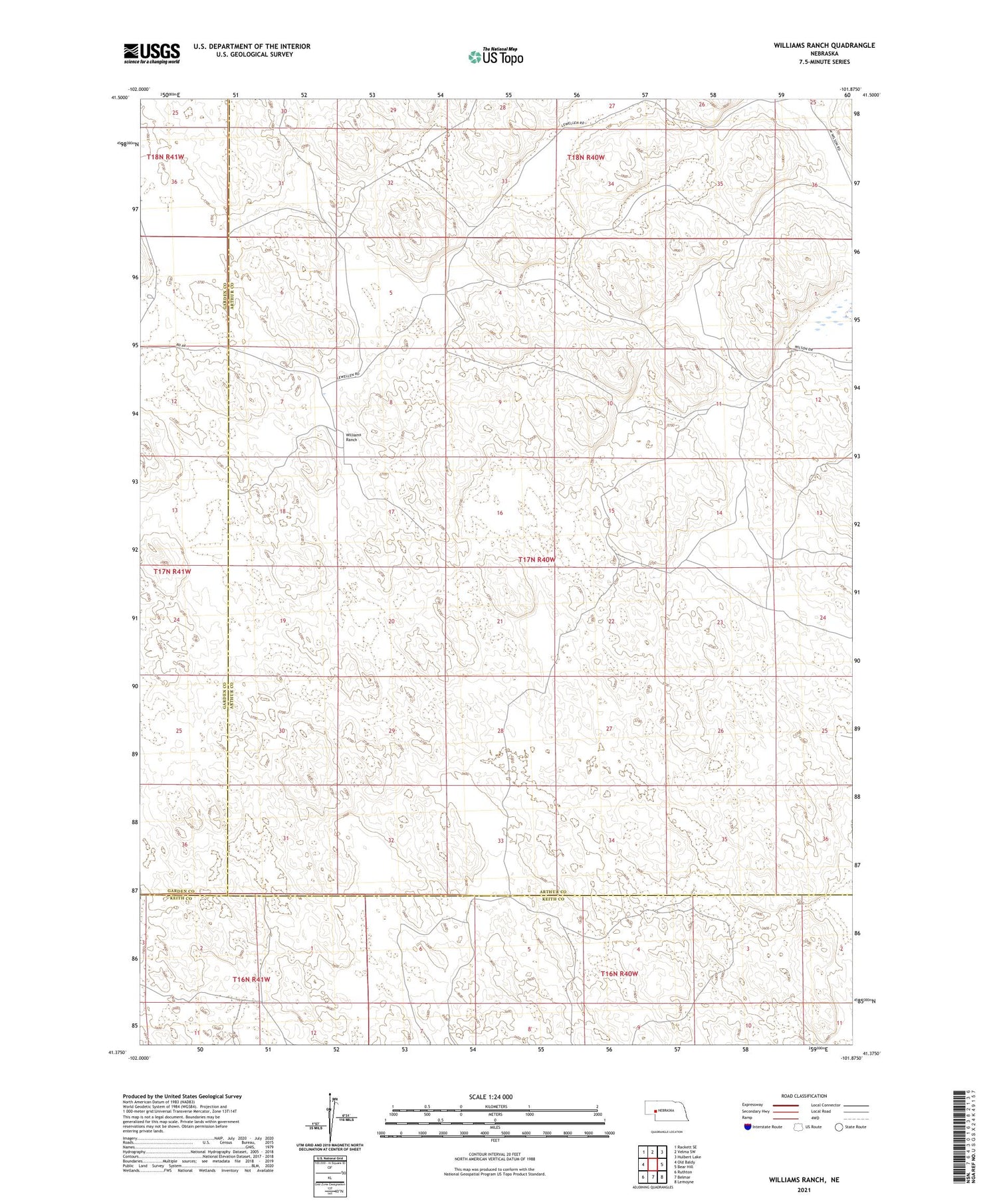 Williams Ranch Nebraska US Topo Map Image