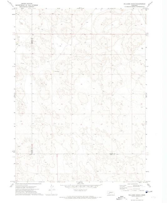 Classic USGS Williams Ranch Nebraska 7.5'x7.5' Topo Map Image