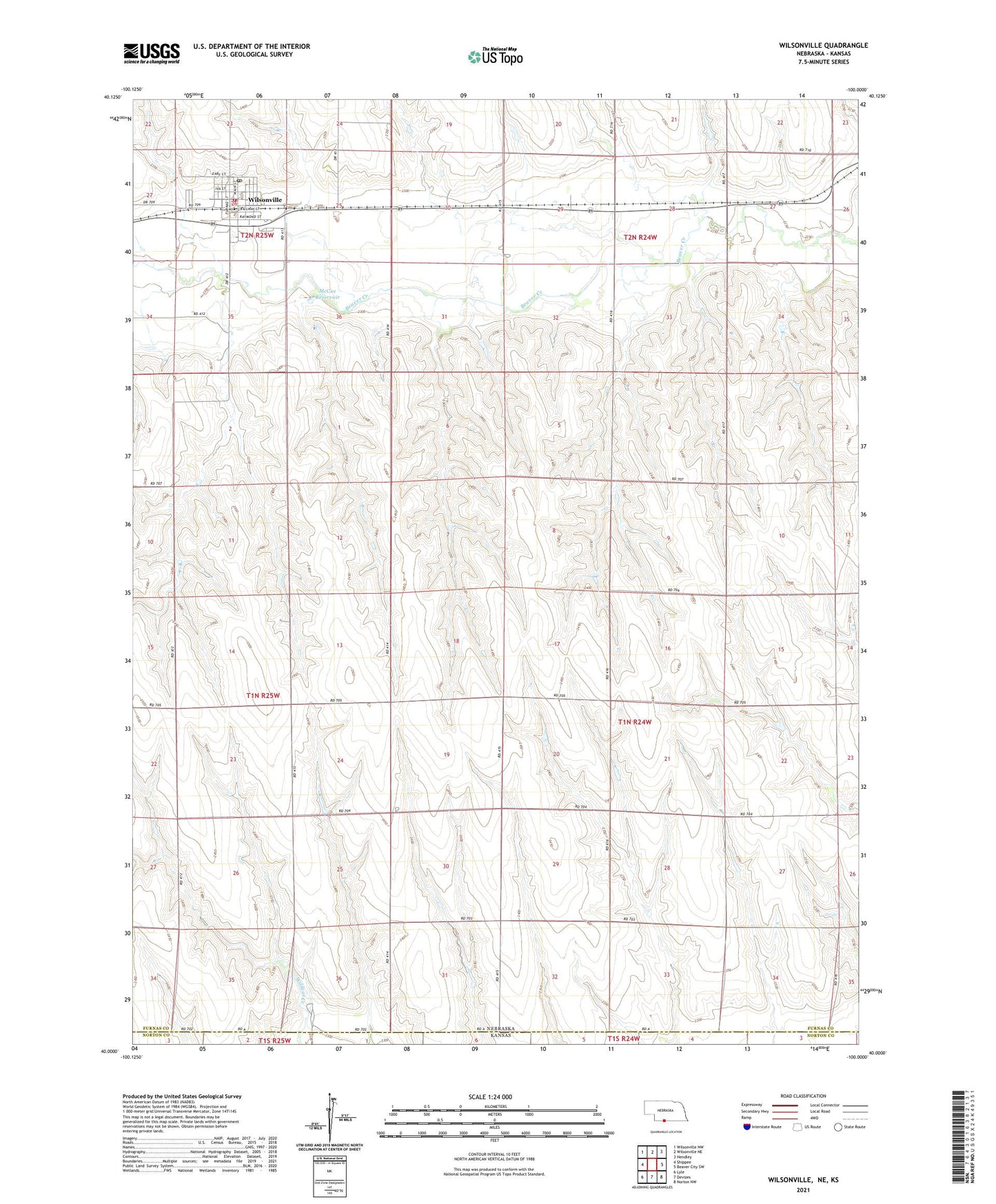 Wilsonville Nebraska US Topo Map Image