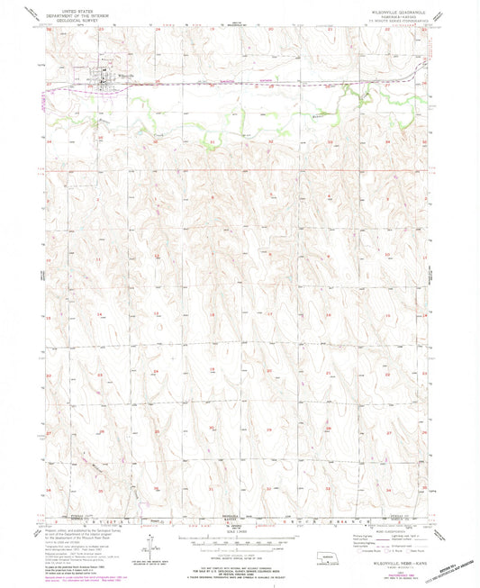 Classic USGS Wilsonville Nebraska 7.5'x7.5' Topo Map Image