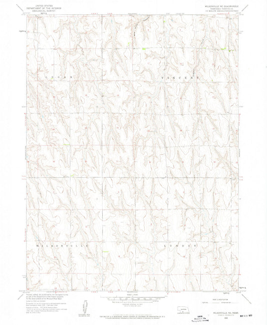 Classic USGS Wilsonville NE Nebraska 7.5'x7.5' Topo Map Image