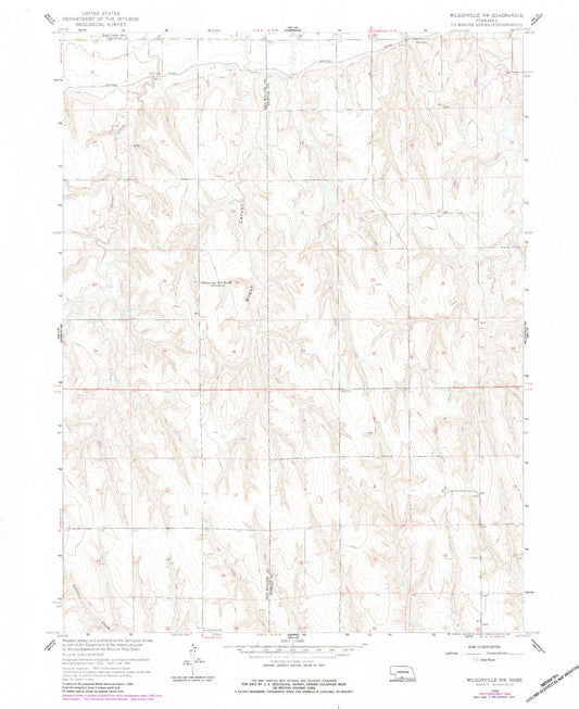Classic USGS Wilsonville NW Nebraska 7.5'x7.5' Topo Map Image