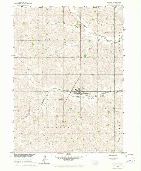 Classic USGS Winside Nebraska 7.5'x7.5' Topo Map Image