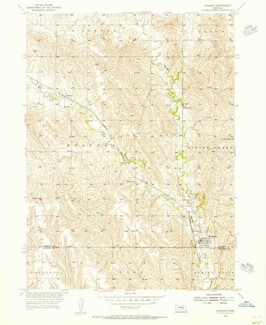 Classic USGS Wolbach Nebraska 7.5'x7.5' Topo Map Image