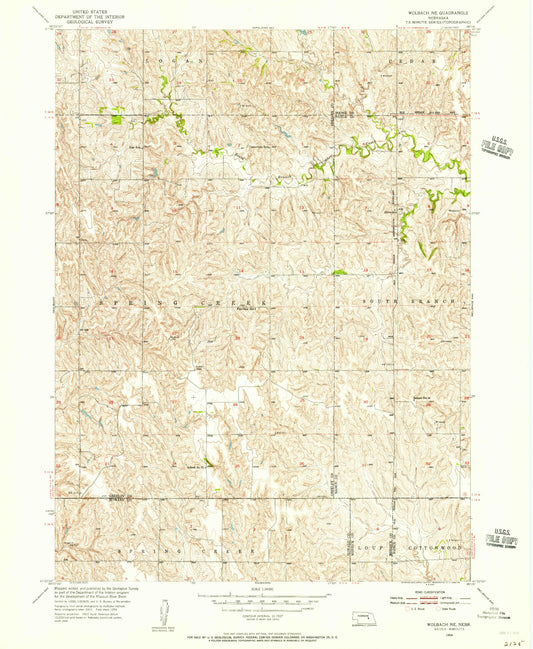 Classic USGS Wolbach NE Nebraska 7.5'x7.5' Topo Map Image