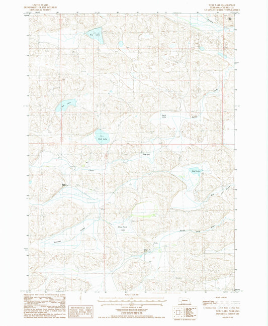 Classic USGS Wolf Lake Nebraska 7.5'x7.5' Topo Map Image