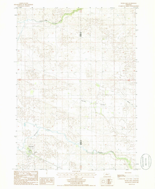 Classic USGS Wood Lake Nebraska 7.5'x7.5' Topo Map Image
