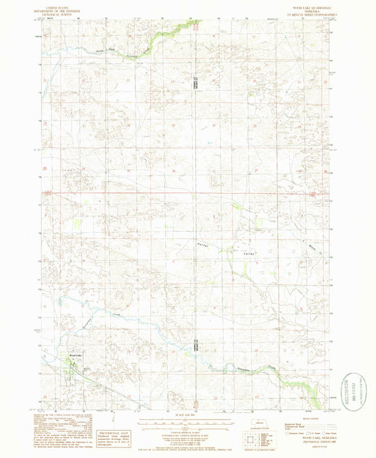 Classic USGS Wood Lake Nebraska 7.5'x7.5' Topo Map Image