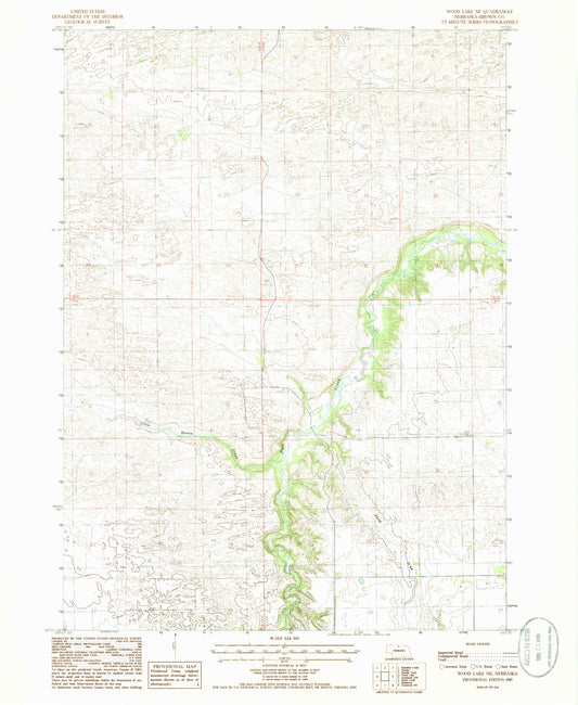 Classic USGS Wood Lake NE Nebraska 7.5'x7.5' Topo Map Image