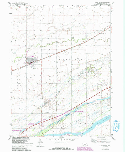 Classic USGS Wood River Nebraska 7.5'x7.5' Topo Map Image
