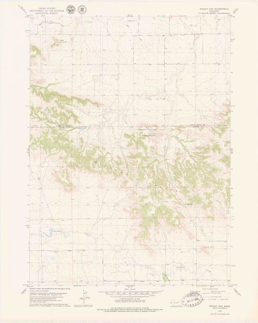 Classic USGS Wright Gap Nebraska 7.5'x7.5' Topo Map Image