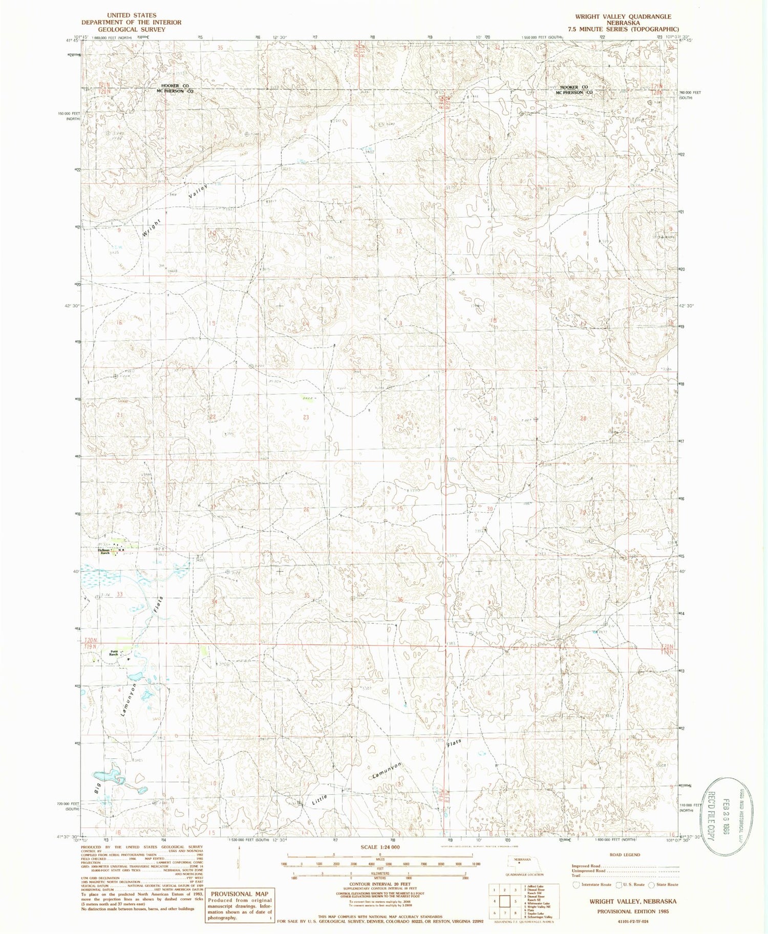 Classic USGS Wright Valley Nebraska 7.5'x7.5' Topo Map Image