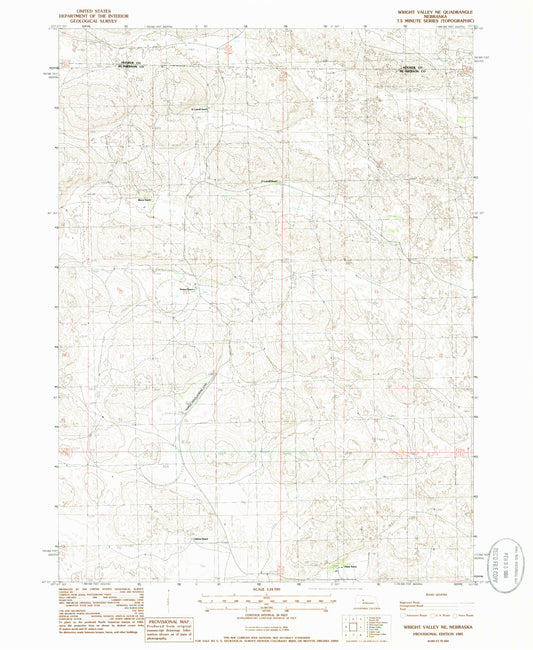 Classic USGS Wright Valley NE Nebraska 7.5'x7.5' Topo Map Image