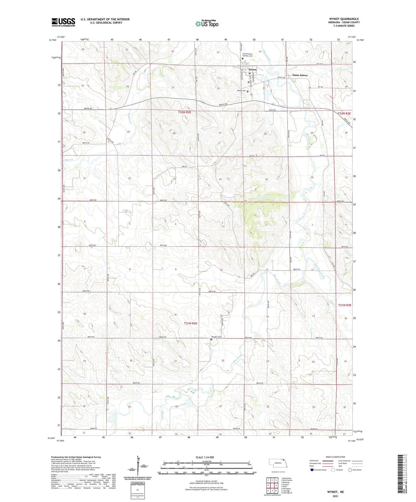 Wynot Nebraska US Topo Map Image