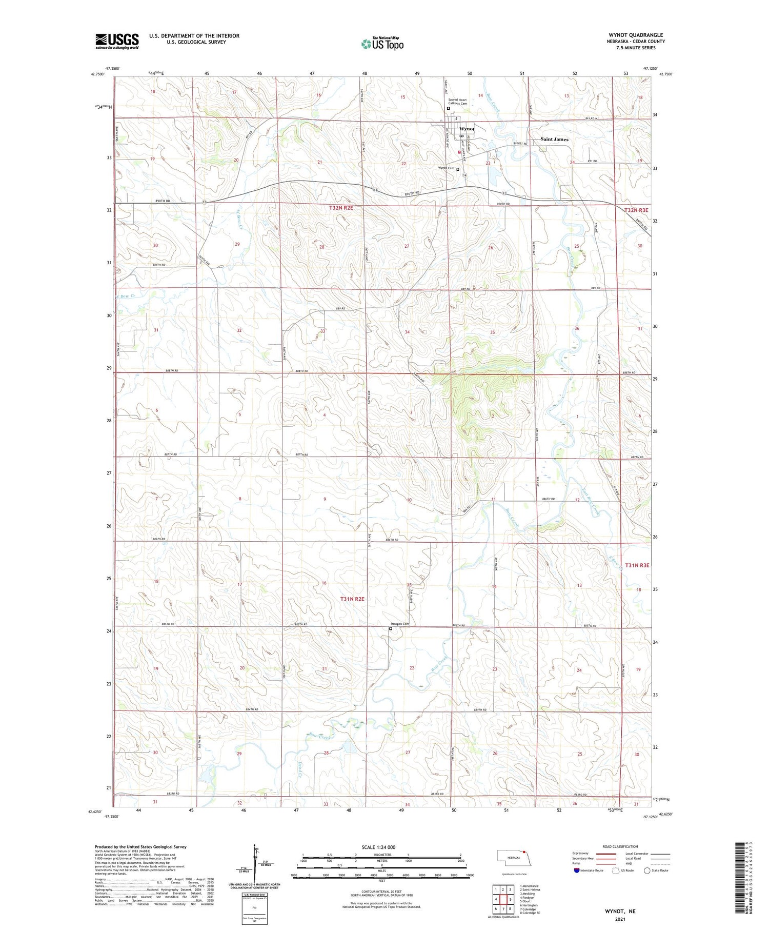 Wynot Nebraska US Topo Map Image