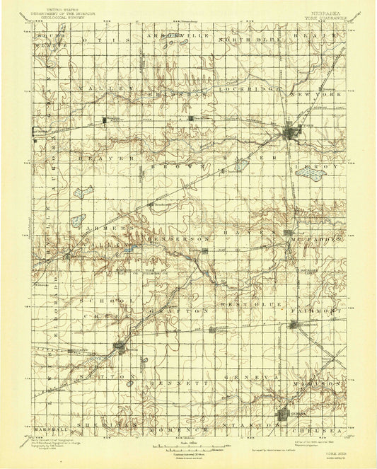 Historic 1898 York Nebraska 30'x30' Topo Map Image