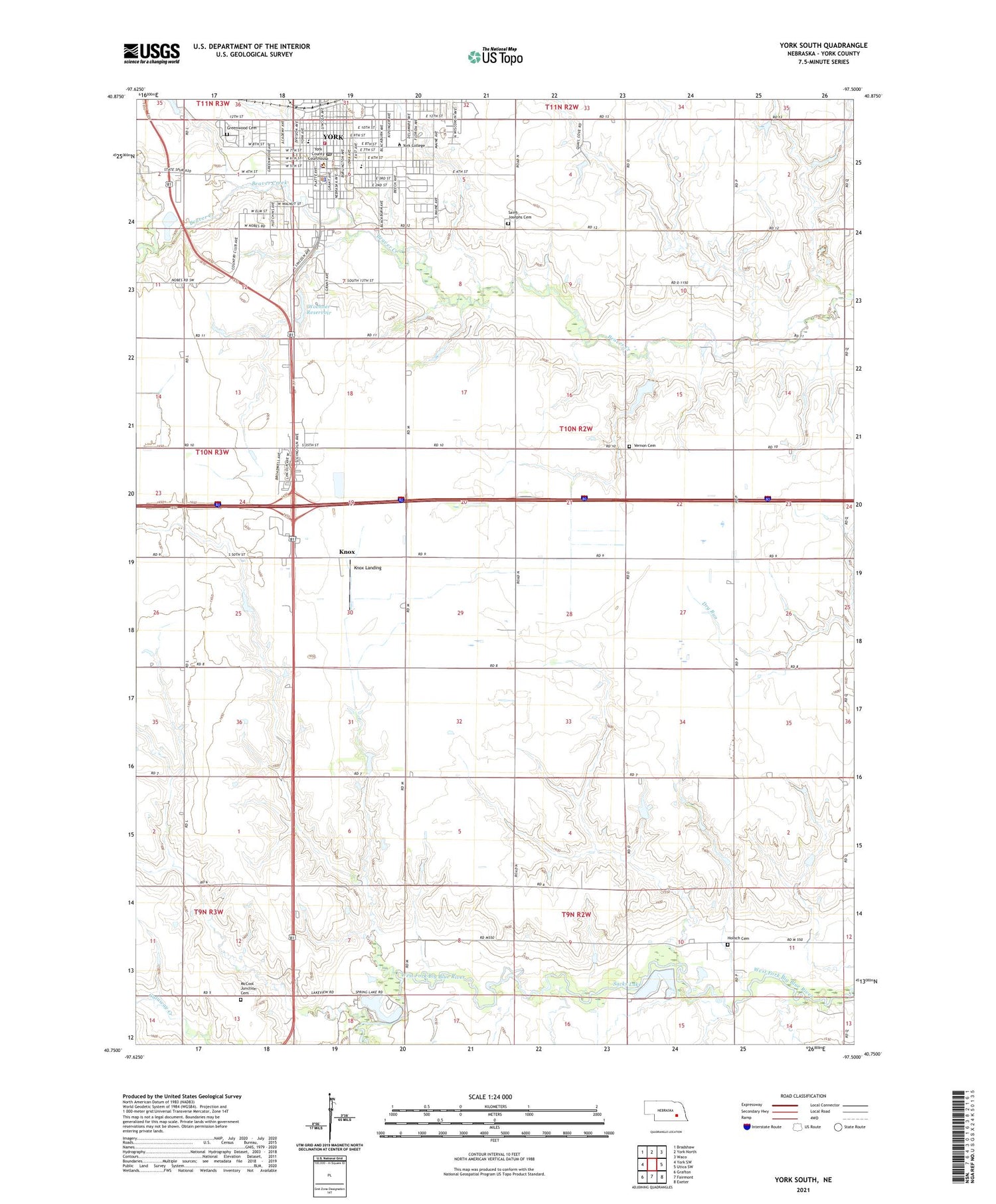 York South Nebraska US Topo Map Image