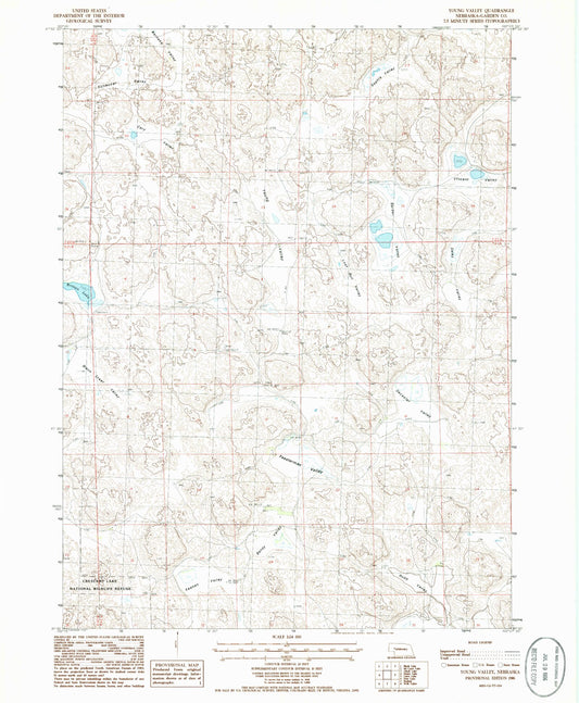 Classic USGS Young Valley Nebraska 7.5'x7.5' Topo Map Image