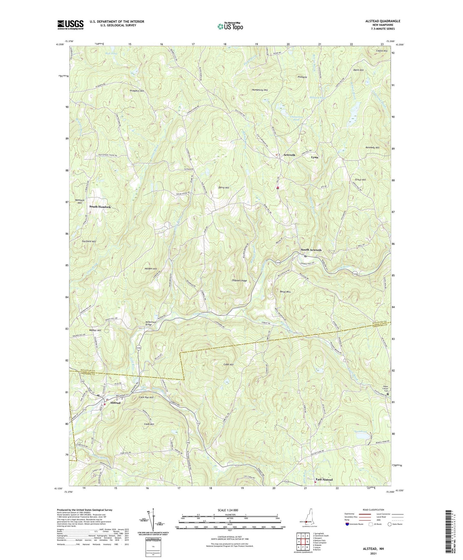 Alstead New Hampshire US Topo Map Image