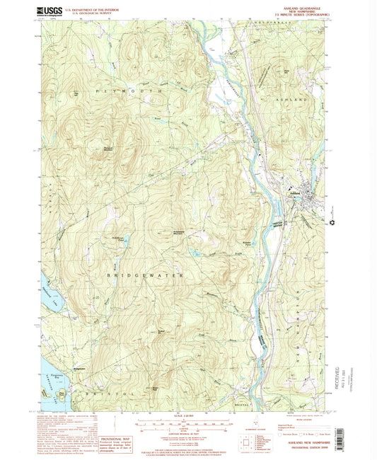 Classic USGS Ashland New Hampshire 7.5'x7.5' Topo Map Image