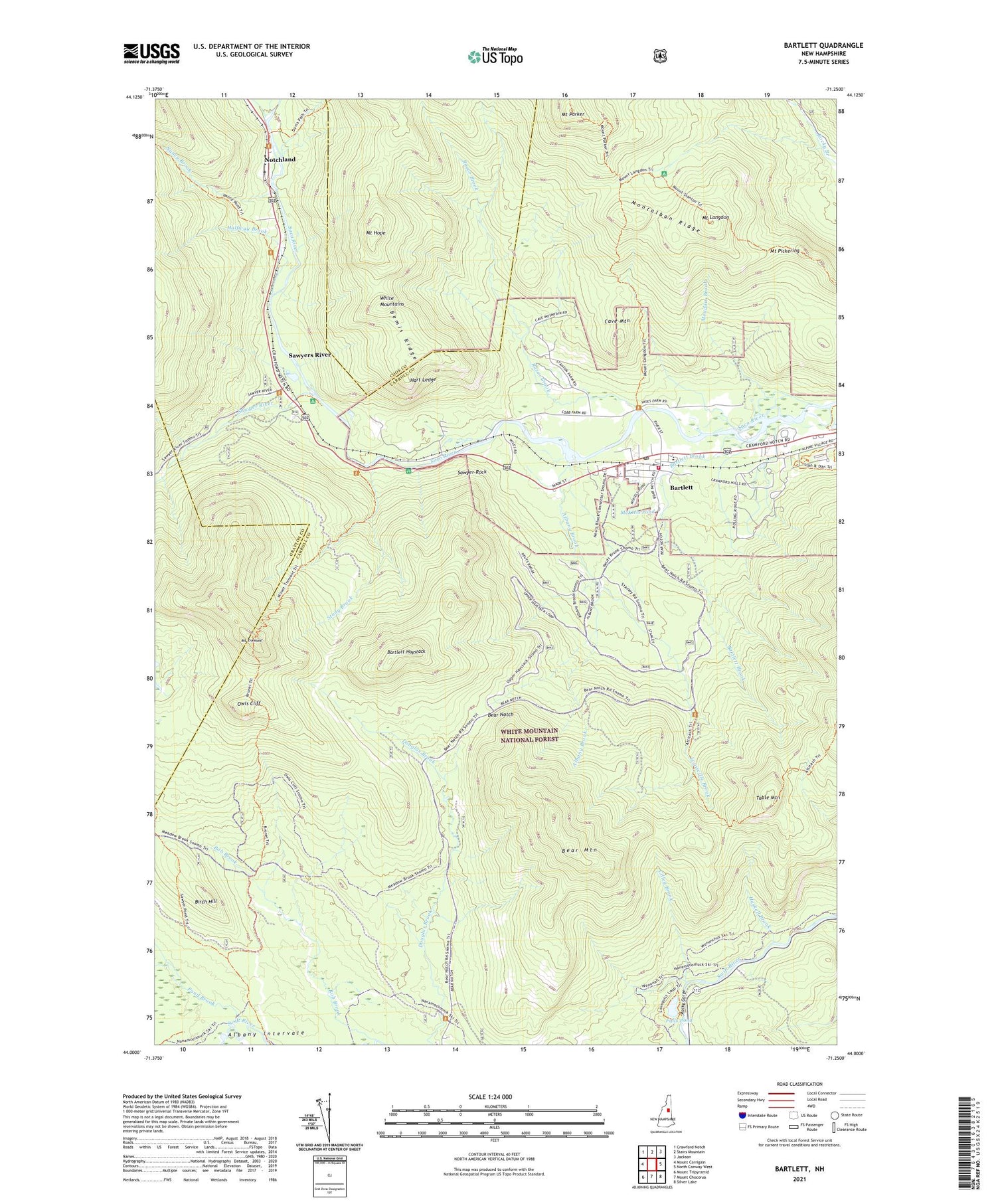 Bartlett New Hampshire US Topo Map Image