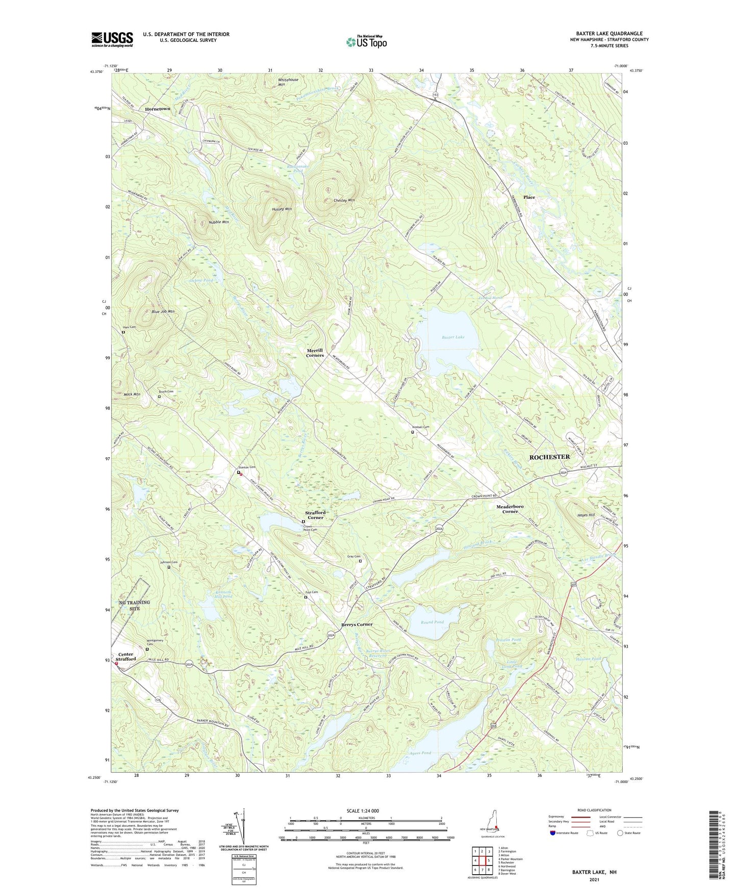 Baxter Lake New Hampshire US Topo Map Image
