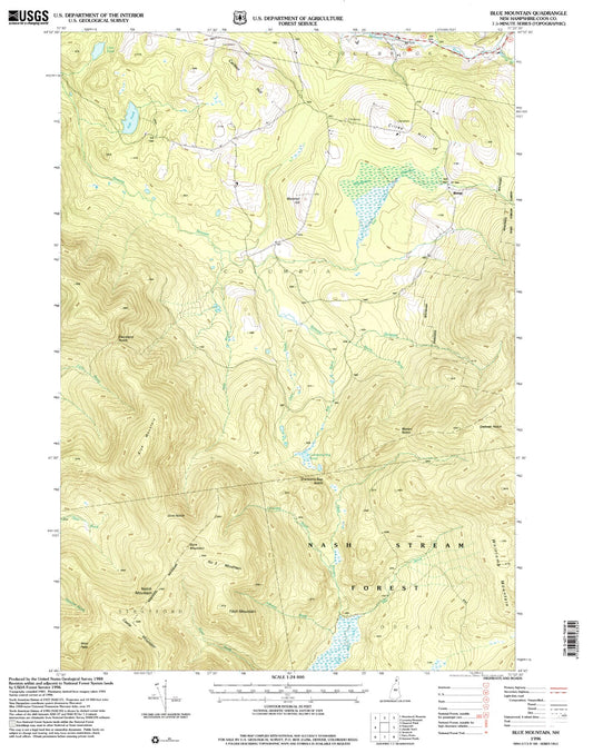 Classic USGS Bunnell Mountain New Hampshire 7.5'x7.5' Topo Map Image