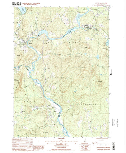 Classic USGS Bristol New Hampshire 7.5'x7.5' Topo Map Image