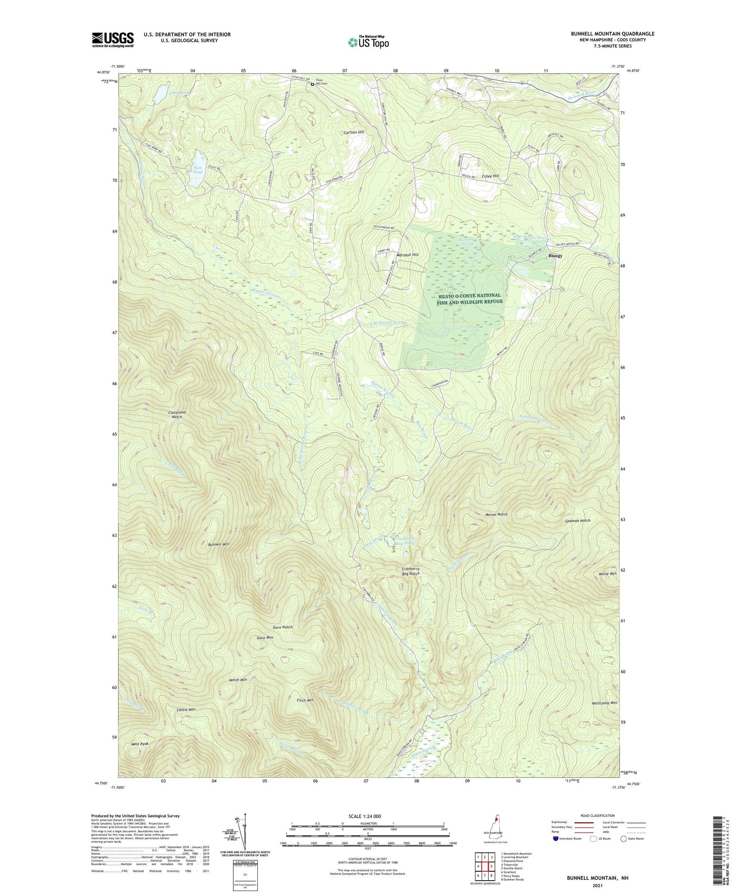 Bunnell Mountain New Hampshire US Topo Map Image