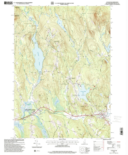 Classic USGS Canaan New Hampshire 7.5'x7.5' Topo Map Image