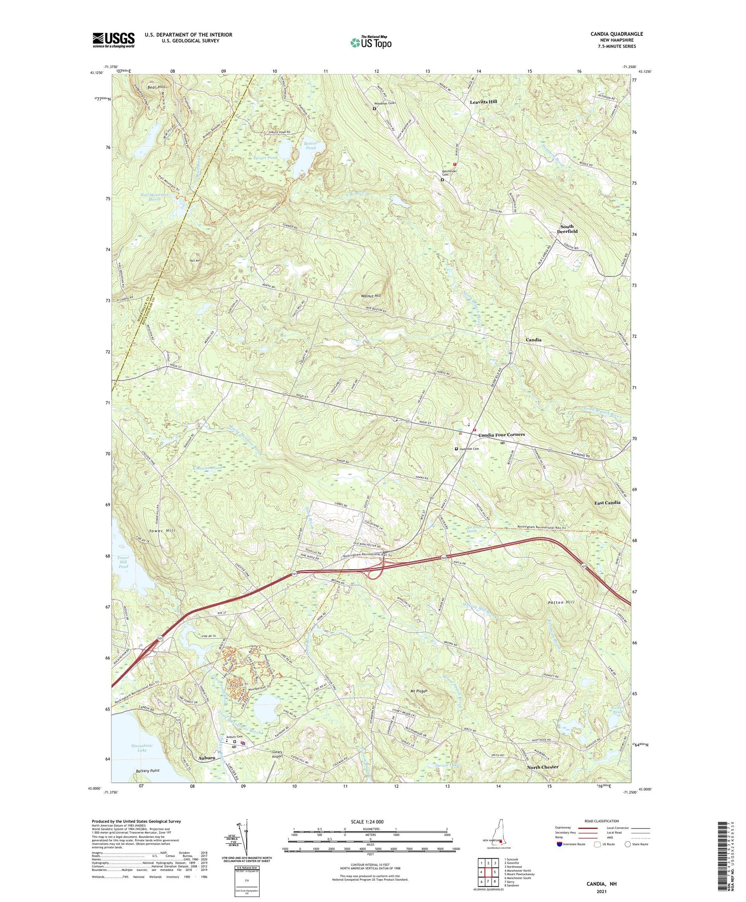 Candia New Hampshire US Topo Map Image