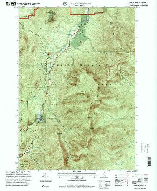 Classic USGS Carter Dome New Hampshire 7.5'x7.5' Topo Map Image