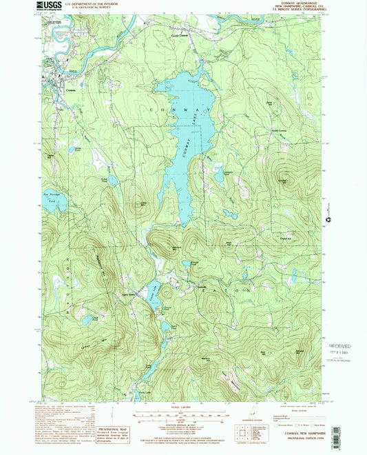 Classic USGS Conway New Hampshire 7.5'x7.5' Topo Map Image