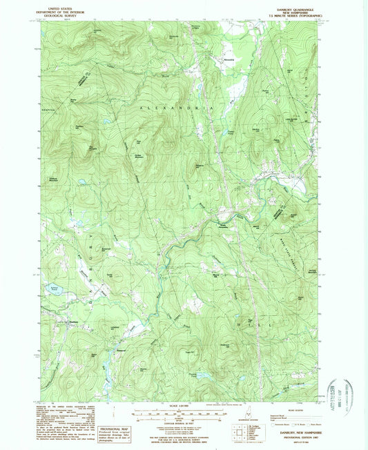 Classic USGS Danbury New Hampshire 7.5'x7.5' Topo Map Image