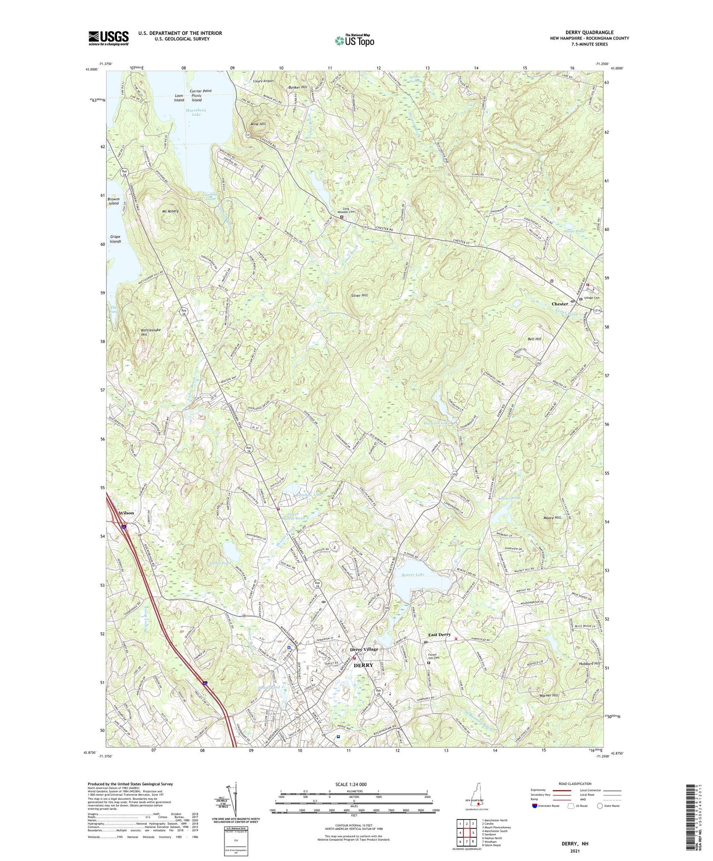 Derry New Hampshire US Topo Map Image