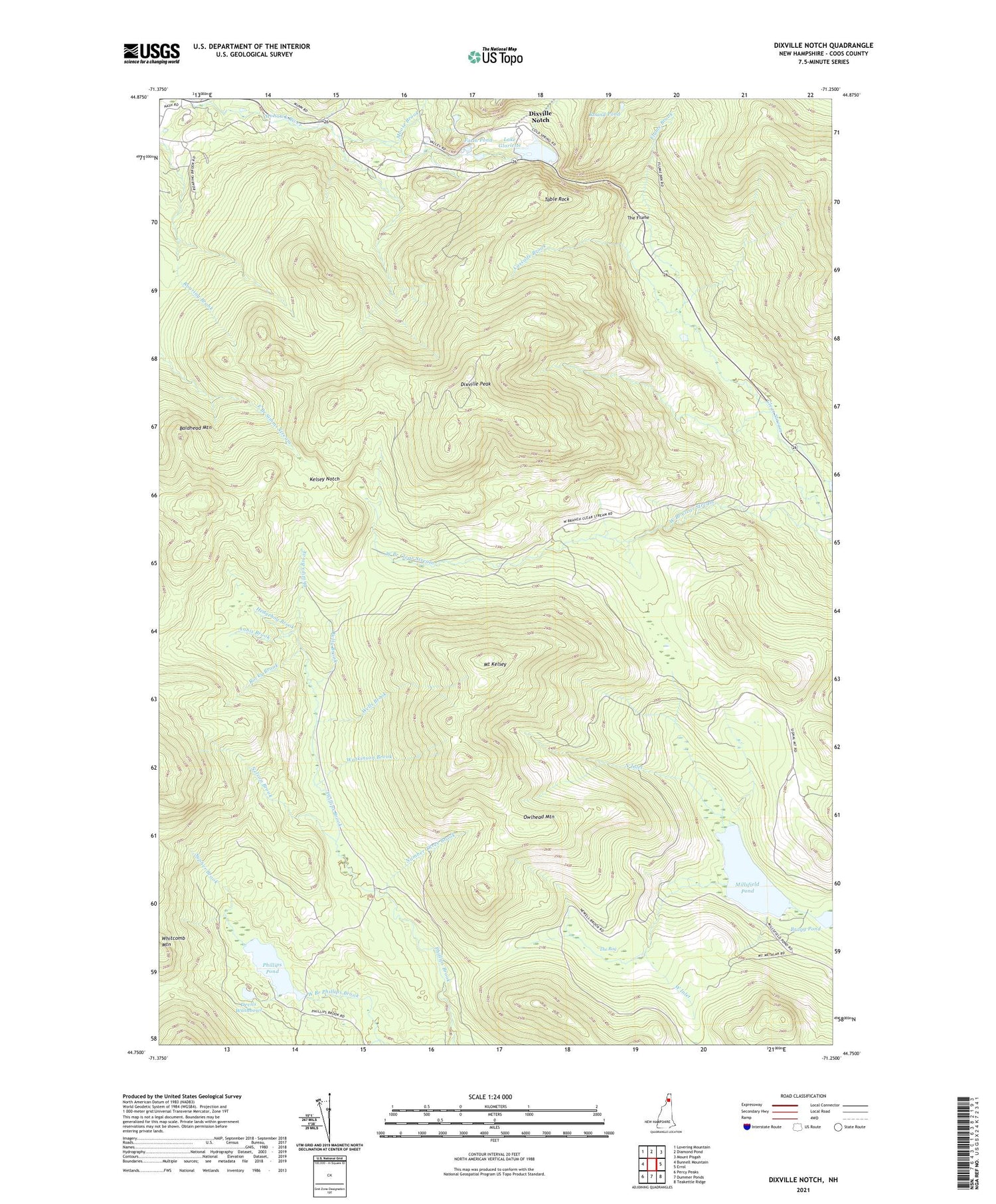 Dixville Notch New Hampshire US Topo Map Image