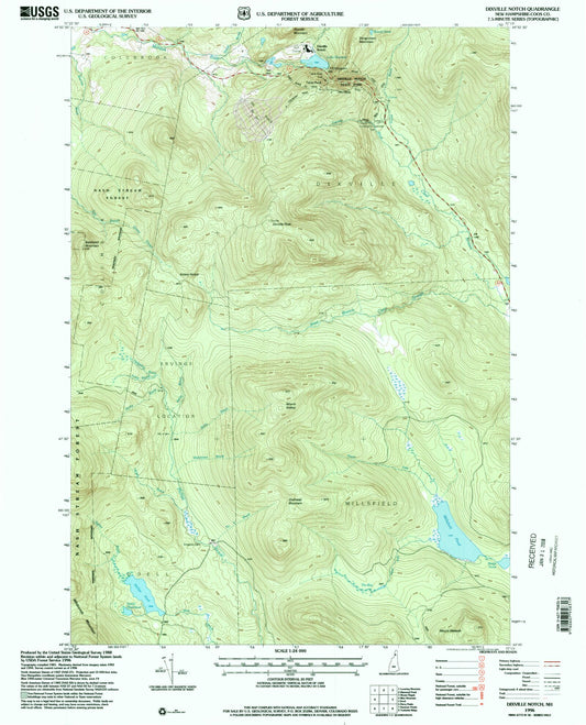 Classic USGS Dixville Notch New Hampshire 7.5'x7.5' Topo Map Image